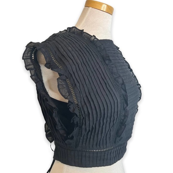 SIR The Label Ciel Lace Up Back Pleated Crop Top Black - Picture 7 of 9